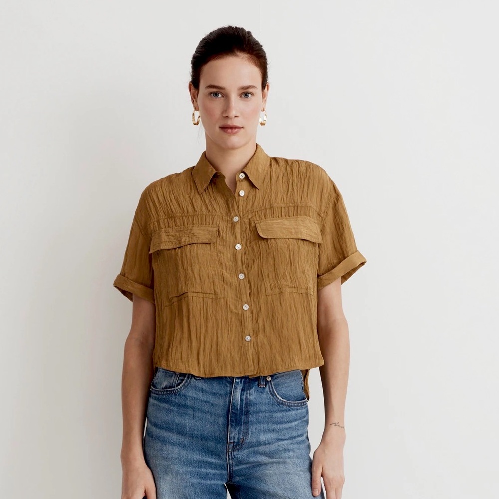 Madewell Crinkled Utility Button Up Shirt